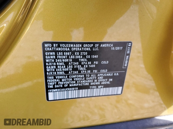 2018 Volkswagen Atlas 3.6L V6 SEL with VIN 1V2MR2CA0JC532919, listed as a Copart auction lot 46690885 with 90,197 mi miles and Salvage Title. Bid and sale history available at carsss.com. Image 15.