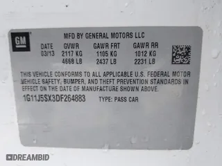 2013 Chevrolet Malibu LTZ with VIN 1G11J5SX3DF264883, listed as a IAAI auction lot 41636700 with 166,412 mi miles. Bid and sale history available at carsss.com. Image 9.