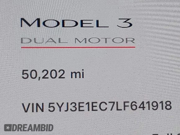 2020 Tesla Model 3 Performance z VIN 5YJ3E1EC7LF641918, wystawiony jako IAAI lot #41984261 z przebiegiem 50 202 mil mil oraz . Historia ofert i sprzedaży dostępna na DreamBid. Obrazek 16.