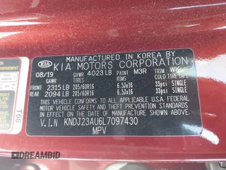 2020 Kia Soul LX with VIN KNDJ23AU6L7097430, listed as a IAAI auction lot 41288206 with 74,398 mi miles. Bid and sale history available at carsss.com. Image 9.