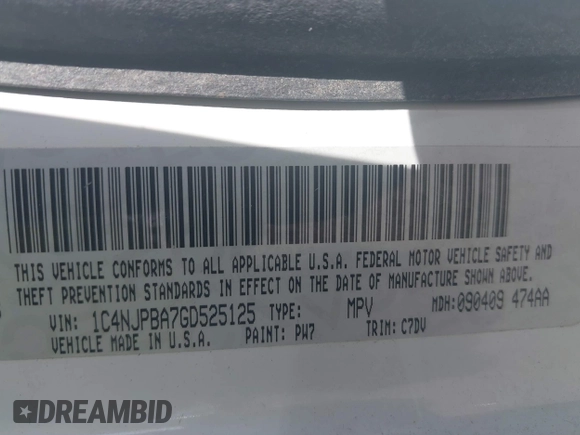 2016 Jeep Patriot Sport with VIN 1C4NJPBA7GD525125, listed as a IAAI auction lot 42603484 with 132,614 mi miles and . Bid and sale history available at DreamBid. Image 9.