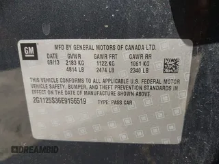 2014 Chevrolet Impala LT with VIN 2G1125S36E9156519, listed as a IAAI auction lot 42145424 with 97,755 mi miles and . Bid and sale history available at DreamBid. Image 9.
