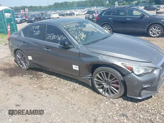 2018 Infiniti Q50 Red Sport 400 with VIN JN1FV7AP7JM461628, listed as a IAAI auction lot 42622062 with 58,561 mi miles and . Bid and sale history available at DreamBid. Image 6.