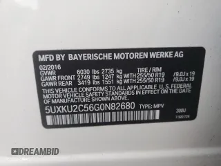 2016 BMW X6 xDrive35i with VIN 5UXKU2C56G0N82680, listed as a Copart auction lot 72939013 with 108,030 mi miles. Bid and sale history available at carsss.com. Image 13.
