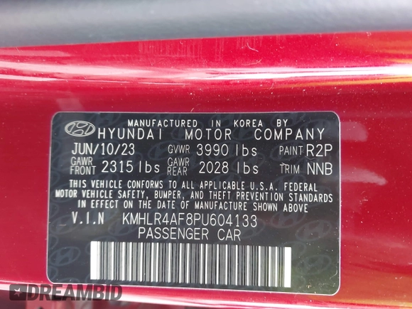 2023 Hyundai Elantra N Line z VIN KMHLR4AF8PU604133, wystawiony jako IAAI lot #41923605 z przebiegiem 60 288 mil mil oraz . Historia ofert i sprzedaży dostępna na DreamBid. Obrazek 9.