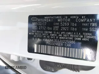 2018 Genesis G80 3.8L z VIN KMHGN4JE1JU225986, wystawiony jako IAAI lot #39921592 z przebiegiem 30 509 mil mil oraz . Historia ofert i sprzedaży dostępna na DreamBid. Obrazek 9.