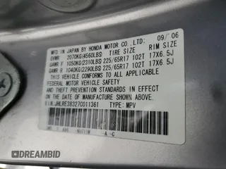 2007 Honda CR-V LX with VIN JHLRE38327C011361, listed as a Copart auction lot 52404595 with 194,296 mi miles and Salvage Title. Bid and sale history available at carsss.com. Image 13.