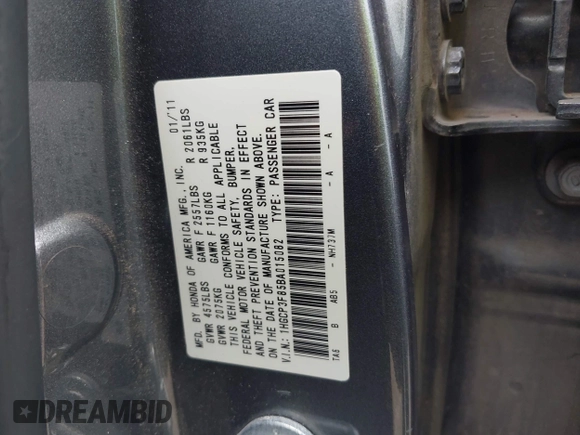 2011 Honda Accord EX-L with VIN 1HGCP3F85BA015082, listed as a IAAI auction lot 42078874 with 174,780 mi miles and . Bid and sale history available at DreamBid. Image 9.