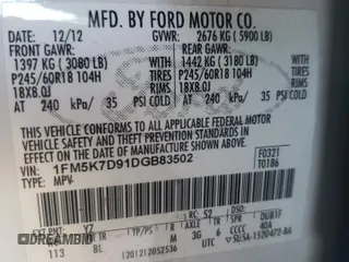 2013 Ford Explorer XLT z VIN 1FM5K7D91DGB83502, wystawiony jako Copart lot #37120934 z przebiegiem 108 865 mil mil oraz Szkoda całkowita • Salvage title. Historia ofert i sprzedaży dostępna na DreamBid. Obrazek 13.