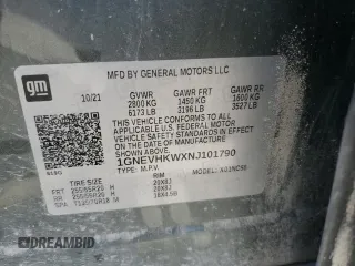 2022 Chevrolet Traverse LT z VIN 1GNEVHKWXNJ101790, wystawiony jako Copart lot #67332944 z przebiegiem 69 348 mil mil oraz Szkoda całkowita • Salvage title. Historia ofert i sprzedaży dostępna na DreamBid. Obrazek 13.