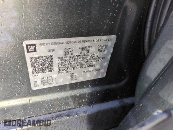 2019 GMC Terrain SLE with VIN 3GKALTEX4KL370851, listed as a Copart auction lot 46366275 with 126,581 mi miles and Salvage Title. Bid and sale history available at carsss.com. Image 12.