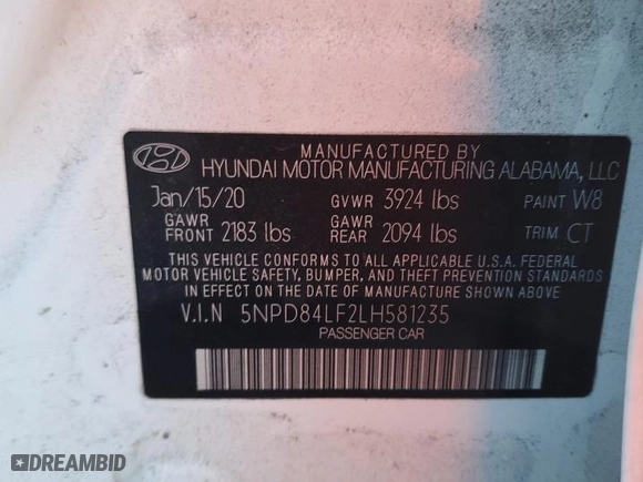 2020 Hyundai Elantra Value Edition with VIN 5NPD84LF2LH581235, listed as a Copart auction lot 88978305 with 0 mi miles and Salvage Title. Bid and sale history available at carsss.com. Image 14.