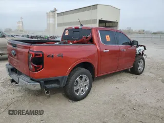 2024 Ford Ranger LARIAT with VIN 1FTER4KH2RLE38343, listed as a Copart auction lot 77941904 with 0 mi miles and Salvage Title. Bid and sale history available at carsss.com. Image 3.