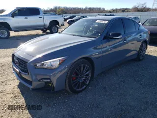 2022 Infiniti Q50 Red Sport 400 with VIN JN1FV7DR8NM390250, listed as a Copart auction lot 87685715 with 66,553 mi miles and Salvage title. Bid and sale history available at DreamBid. Image 1.