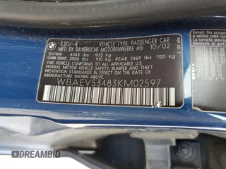 2003 BMW 3 Series 330i with VIN WBAEV53483KM02597, listed as a Copart auction lot 50743335 with 167,968 mi miles and Salvage Title. Bid and sale history available at carsss.com. Image 12.