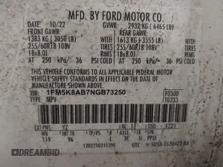 2022 Ford Police Interceptor Utility с VIN 1FM5K8AB7NGB73250, выставлен на аукционе IAAI как лот 41581725 с пробегом 78 751 миль миль и . История ставок и продаж доступна на DreamBid. Изображение 9.