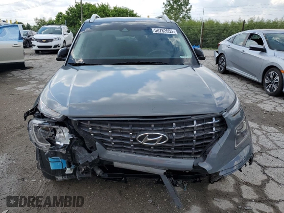 2022 Hyundai Venue SEL with VIN KMHRC8A39NU132790, listed as a Copart auction lot 58782655 with 39,532 mi miles and Salvage title. Bid and sale history available at DreamBid. Image 5.