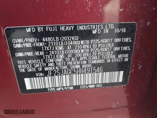 2017 Subaru Forester Premium with VIN JF2SJAGC5HH491546, listed as a IAAI auction lot 41897966 with 133,299 mi miles. Bid and sale history available at carsss.com. Image 7.