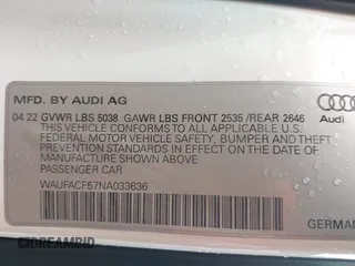 2022 Audi A5 Sportback S line Premium Plus z VIN WAUFACF57NA033636, wystawiony jako IAAI lot #41947545 z przebiegiem 75 797 mil mil oraz . Historia ofert i sprzedaży dostępna na DreamBid. Obrazek 9.