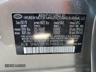 2018 Hyundai Santa Fe 2.4L with VIN 5NMZU3LB0JH065524, listed as a Copart auction lot 61853205 with 79,685 mi miles and Salvage title. Bid and sale history available at DreamBid. Image 13.