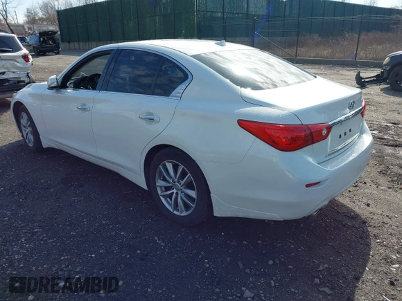 2014 Infiniti Q50 Premium with VIN JN1BV7AR9EM701624, listed as a IAAI auction lot 41711699 with 119,418 mi miles. Bid and sale history available at carsss.com. Image 3.