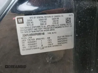 2015 GMC Terrain SLE z VIN 2GKFLWEKXF6385148, wystawiony jako Copart lot #52437095 z przebiegiem 99 704 mil mil oraz Szkoda całkowita • Salvage title. Historia ofert i sprzedaży dostępna na DreamBid. Obrazek 15.