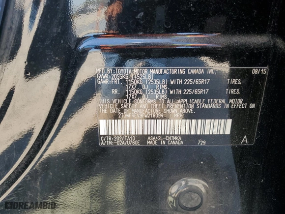 2015 Toyota RAV4 XLE with VIN 2T3WFREV9FW218394, listed as a Copart auction lot 50728245 with 137,586 mi miles and Salvage Title. Bid and sale history available at carsss.com. Image 13.