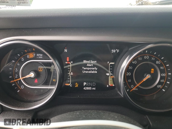 2020 Jeep Wrangler Unlimited Sahara with VIN 1C4HJXENXLW224455, listed as a Copart auction lot 58184255 with 42,885 mi miles and Salvage title. Bid and sale history available at DreamBid. Image 9.