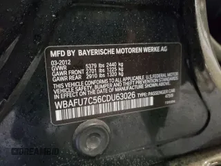2012 BMW 5 Series 535i xDrive with VIN WBAFU7C56CDU63026, listed as a Copart auction lot 87436144 with 138,808 mi miles and Salvage Title. Bid and sale history available at DreamBid. Image 12.
