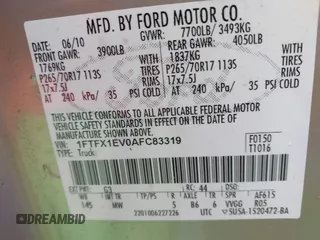 2010 Ford F-150 XL with VIN 1FTFX1EV0AFC83319, listed as a IAAI auction lot 42290517 with 166,472 mi miles and . Bid and sale history available at DreamBid. Image 9.