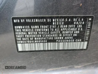 2020 Volkswagen Jetta S с VIN 3VWC57BU4LM085690, выставлен на аукционе Copart как лот 58292025 с пробегом 48 017 миль миль и Списание • Salvage title. История ставок и продаж доступна на DreamBid. Изображение 13.