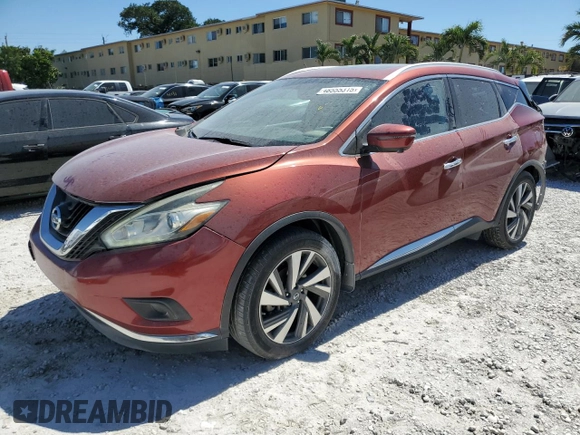 2017 Nissan Murano Platinum with VIN 5N1AZ2MG0HN124034, listed as a Copart auction lot 48555315 with 105,538 mi miles and Non Repairable. Bid and sale history available at DreamBid. Image 1.