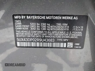 2024 BMW X3 sDrive30i z VIN 5UX43DP02RSU43683, wystawiony jako IAAI lot #42473099 z przebiegiem 2 130 mil mil oraz . Historia ofert i sprzedaży dostępna na DreamBid. Obrazek 9.