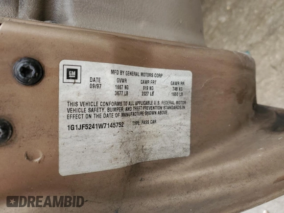 1998 Chevrolet Cavalier LS with VIN 1G1JF5241W7145752, listed as a Copart auction lot 46811815 with 69,088 mi miles and Salvage Title. Bid and sale history available at carsss.com. Image 13.