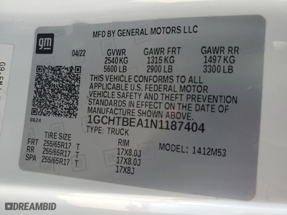 2022 Chevrolet Colorado 4WD Work Truck with VIN 1GCHTBEA1N1187404, listed as a Copart auction lot 75876454 with 50,313 mi miles and Salvage Title. Bid and sale history available at carsss.com. Image 13.