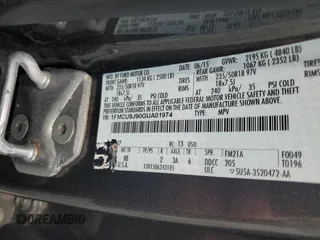 2016 Ford Escape Titanium with VIN 1FMCU9J90GUA01974, listed as a Copart auction lot 60376265 with 177,384 mi miles and Salvage title. Bid and sale history available at DreamBid. Image 13.