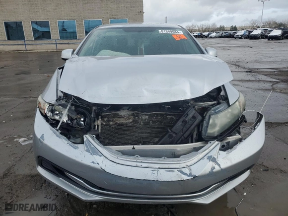 2013 Honda Civic Sdn LX with VIN 19XFB2F5XDE053983, listed as a Copart auction lot 81848084 with 0 mi miles and Salvage Title. Bid and sale history available at carsss.com. Image 5.