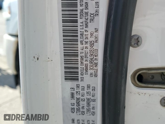 2019 Ram 2500 Laramie with VIN 3C6UR5NL5KG514925, listed as a Copart auction lot 55246525 with Not provided miles and Salvage title. Bid and sale history available at DreamBid. Image 12.