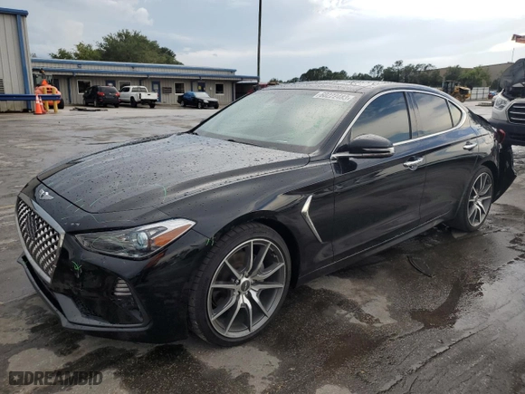 2020 Genesis G70 2.0T with VIN KMTG44LA6LU065349, listed as a Copart auction lot 60222483 with 55,629 mi miles. Bid and sale history available at carsss.com. Image 1.