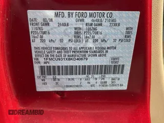 2008 Ford Escape XLT with VIN 1FMCU931X8KD40679, listed as a Copart auction lot 58637585 with 135,391 mi miles and Clean title. Bid and sale history available at DreamBid. Image 10.