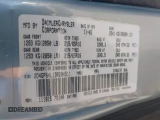2003 Dodge Grand Caravan with VIN 2D4GP54L13R204511, listed as a IAAI auction lot 41488468 with 149,188 mi miles and . Bid and sale history available at DreamBid. Image 9.