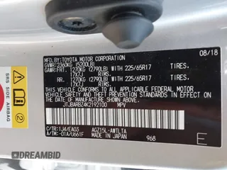 2019 Lexus NX 300 z VIN JTJBARBZ4K2192100, wystawiony jako IAAI lot #42209691 z przebiegiem 47 772 mil mil oraz . Historia ofert i sprzedaży dostępna na DreamBid. Obrazek 9.