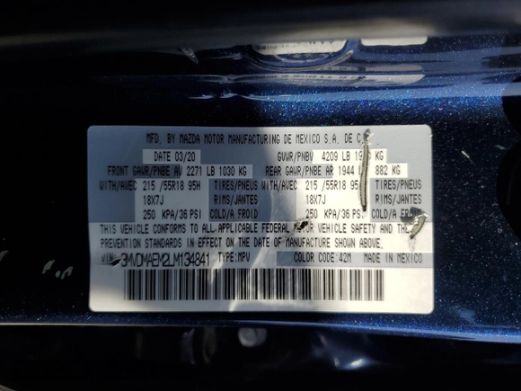 2020 Mazda CX-30 Premium with VIN 3MVDMAEM2LM134841, listed as a Copart auction lot 51979355 with 48,926 mi miles and Salvage title. Bid and sale history available at DreamBid. Image 13.