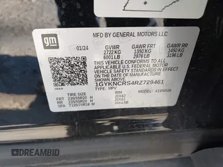 2024 Cadillac XT5 FWD Premium Luxury with VIN 1GYKNCRS4RZ729461, listed as a IAAI auction lot 41411300 with 5,760 mi miles. Bid and sale history available at carsss.com. Image 9.