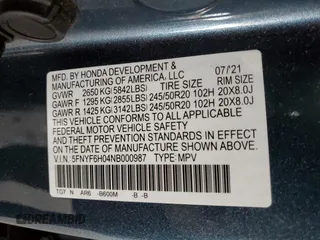 2022 Honda Pilot Elite z VIN 5FNYF6H04NB000987, wystawiony jako Copart lot #58584505 z przebiegiem 73 489 mil mil oraz Szkoda całkowita • Salvage title. Historia ofert i sprzedaży dostępna na DreamBid. Obrazek 13.