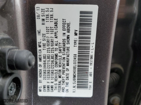 2014 Honda CR-V EX with VIN 5J6RM3H59EL003458, listed as a Copart auction lot 52800045 with 99,568 mi miles and Salvage Title. Bid and sale history available at carsss.com. Image 14.