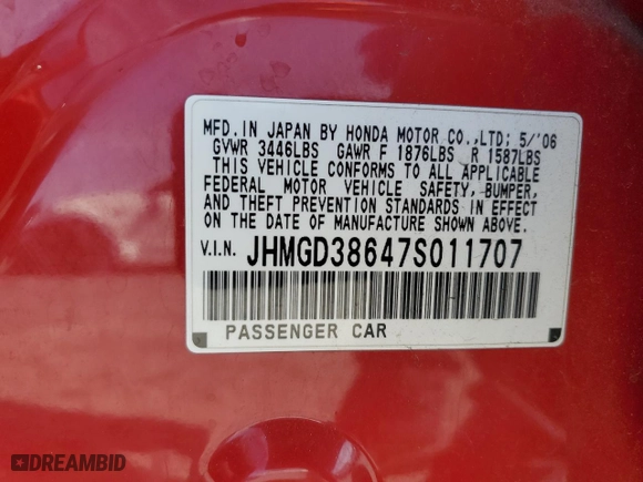 2007 Honda Fit Sport with VIN JHMGD38647S011707, listed as a Copart auction lot 49460105 with 143,628 mi miles and Salvage Title. Bid and sale history available at carsss.com. Image 12.