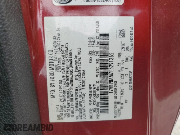2014 Ford Mustang V6 with VIN 1ZVBP8AM7E5291365, listed as a Copart auction lot 49892495 with 124,365 mi miles and Salvage Title. Bid and sale history available at DreamBid. Image 13.