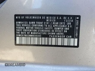 2021 Volkswagen Jetta S with VIN 3VWC57BU2MM030303, listed as a Copart auction lot 54819165 with 31,822 mi miles and Salvage title. Bid and sale history available at DreamBid. Image 12.