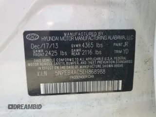 2014 Hyundai Sonata GLS with VIN 5NPEB4AC5EH868988, listed as a Copart auction lot 54207675 with Not Provided miles and Salvage Title. Bid and sale history available at carsss.com. Image 13.